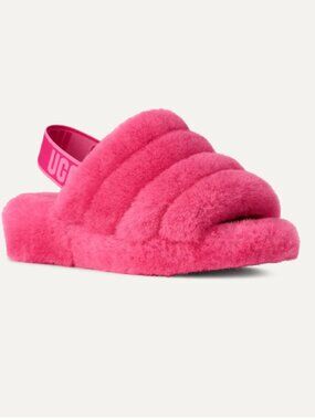 Pink UGG Fluff Yeah Shearling Slides Slippers Size 6 Brand New in Box